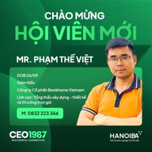 Poster chào đón hội viên mới CEO1987 giới thiệu anh Phạm Thế Việt, Giám đốc Công ty Cổ phần Bookhome Vietnam