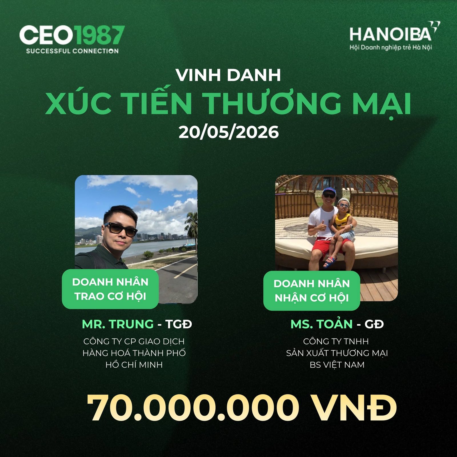 Vinh danh xuc tien thuong mai 20 05 2026 Mr Trung trao co hoi cho Ms Toan 70 trieu dong