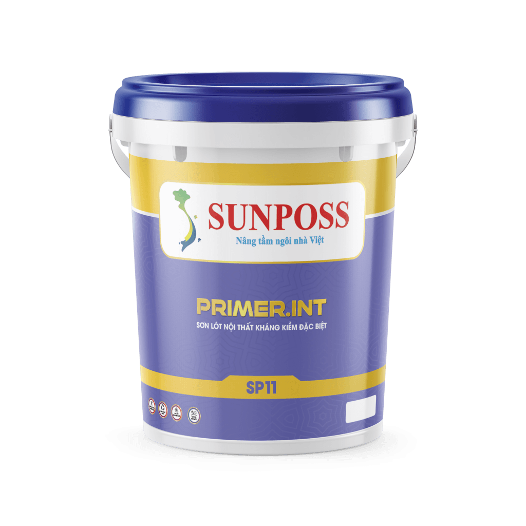 Thùng sơn lót nội thất kháng kiềm đặc biệt PRIMER.INT của Sunposs Việt Nam dành cho công trình xây dựng.